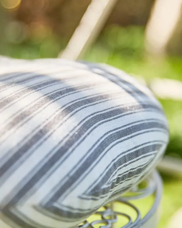 Dibor Set of 4 Grey Striped Round Summer Outdoor Garden Chair Seat Pad Cushions Dia 40cm 4