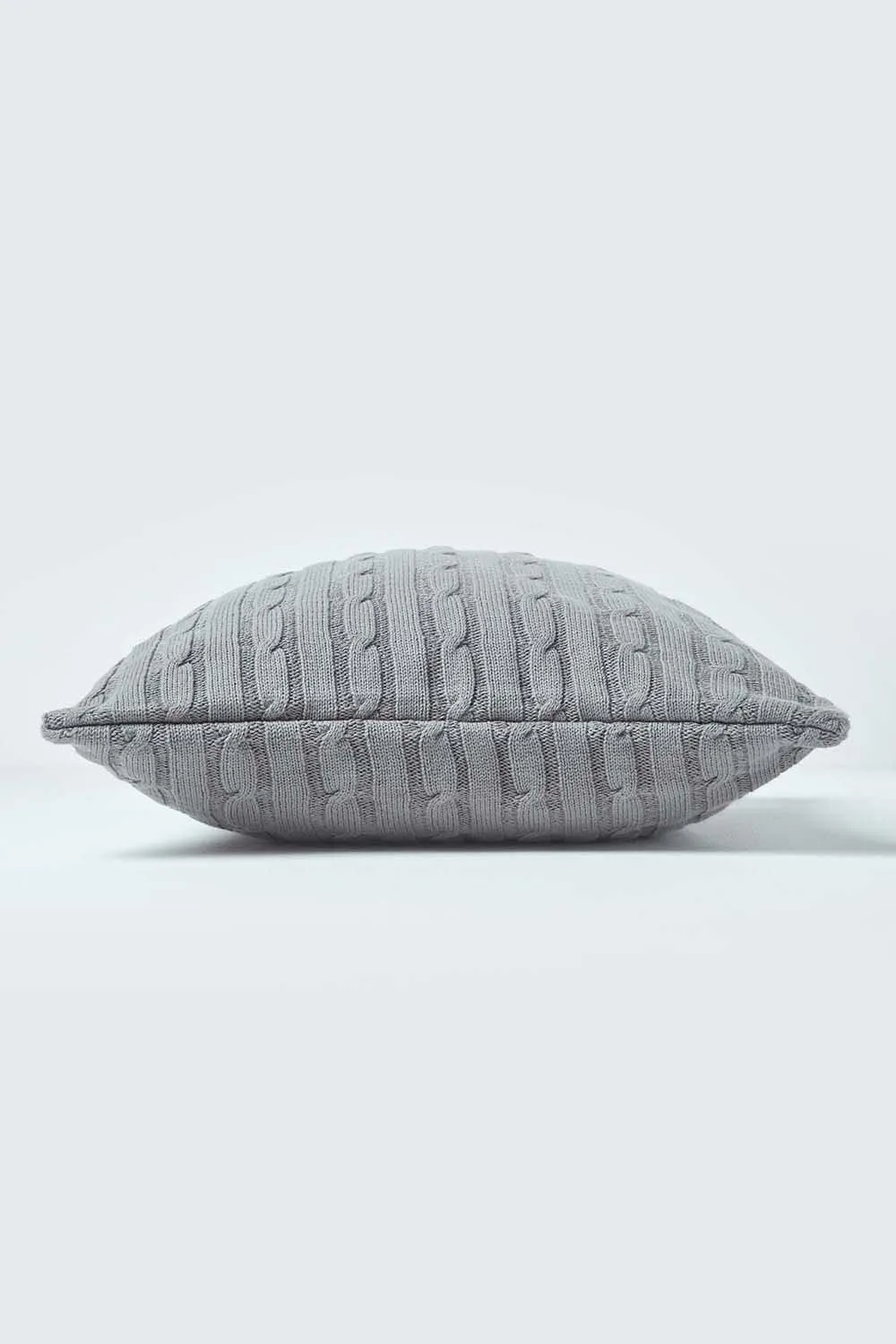 Homescapes Cotton Cable Knit Cushion Cover, 45 x 45 cm in Grey 2