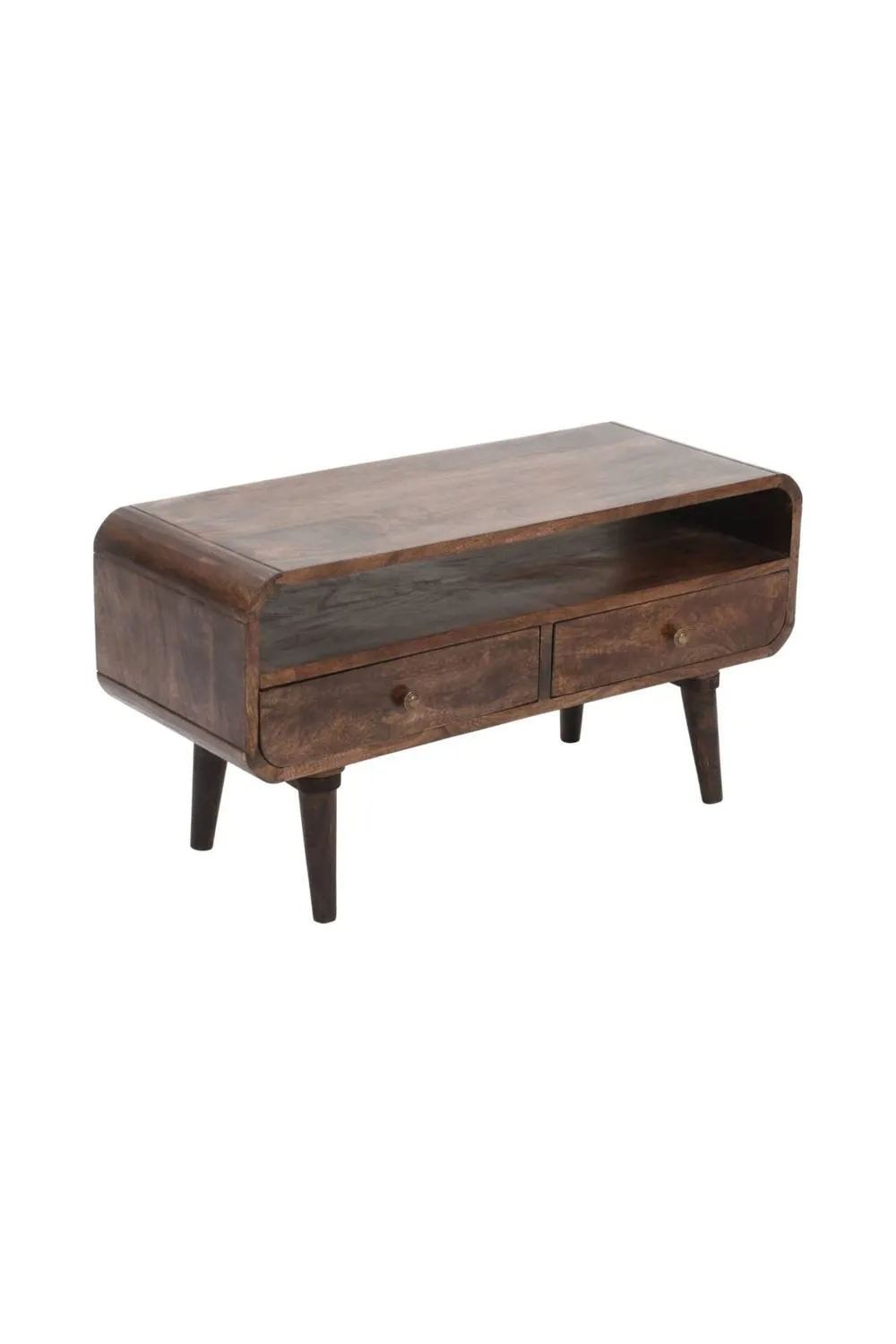 IH Design Rowledge Dark Mango Wood TV Stand 2 Drawers in Dark Brown 2