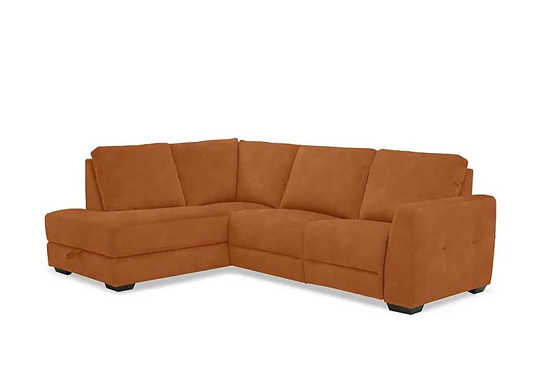 Dinky Fabric Left Hand Facing Corner Sofa with Storage Chaise End - Dexter Pumpkin - Sofas and Armchairs - In Time for Christmas