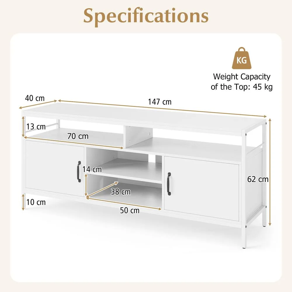 Costway TV Stand for TVs up to 65" 147 cm TV Console Table with Storage-White in White 2
