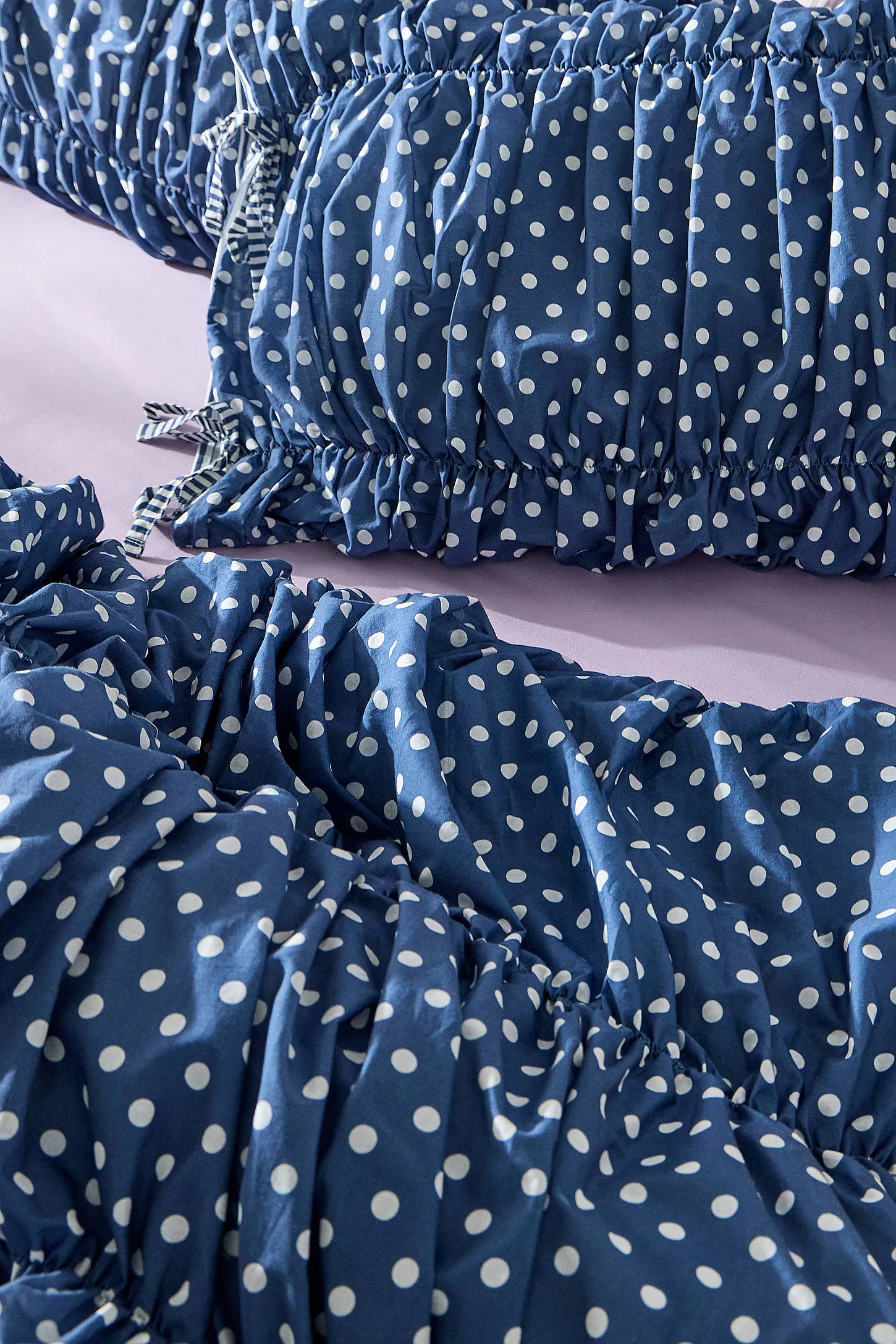 Polka Dot Cinched Duvet Set - Dark Blue 2