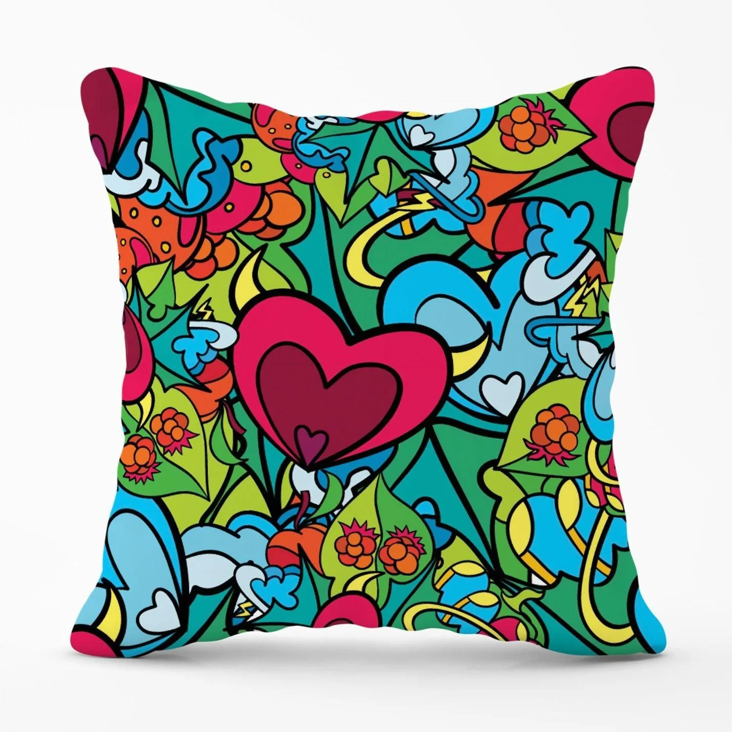 Warren Reed - Designer Hippie Psychedelic Pattern Outdoor Cushion in Blue