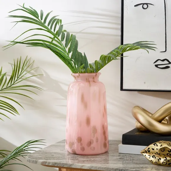 Pink & Gold Speckled Glass Vase