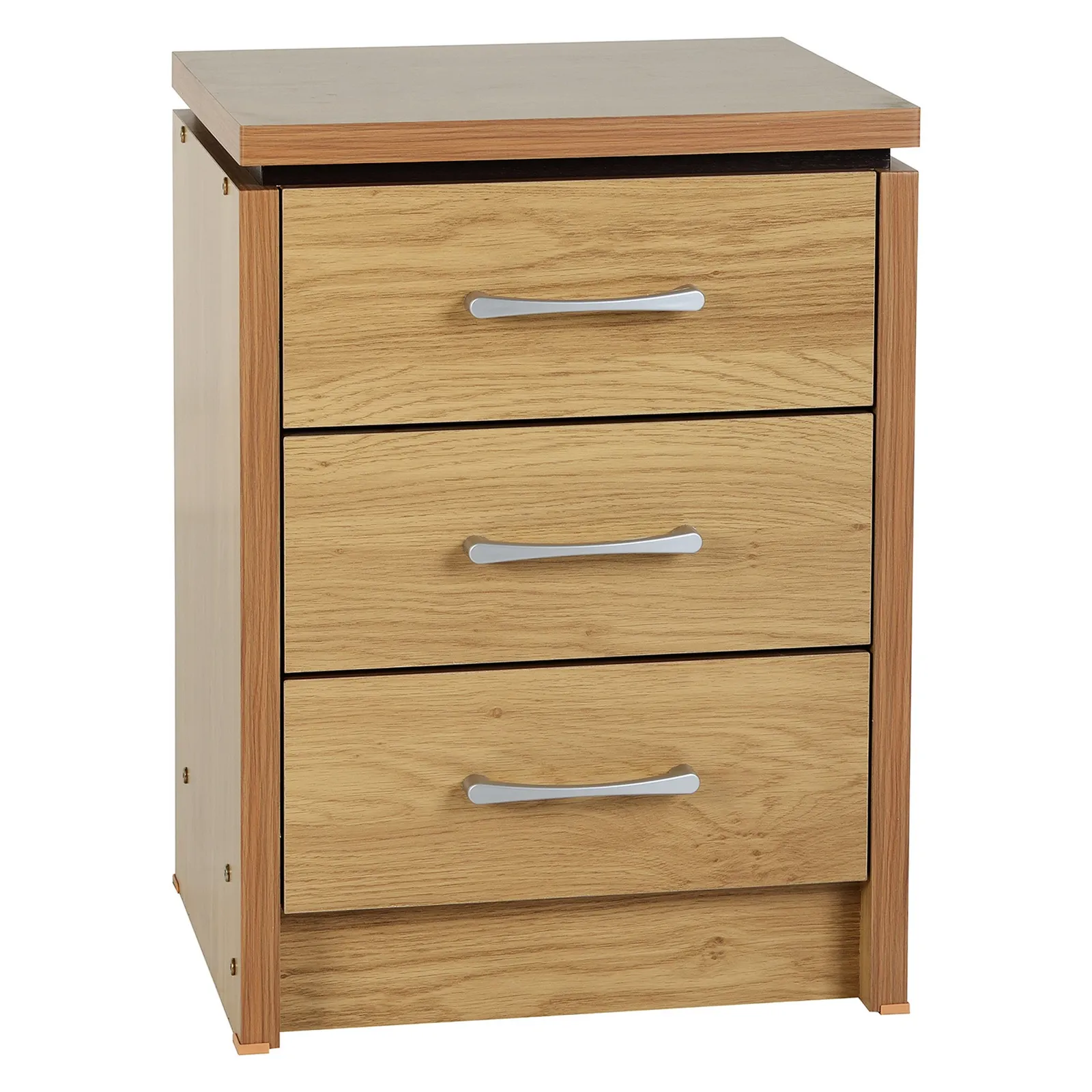 Charles 3 Drawer Oak Bedside Table Brown