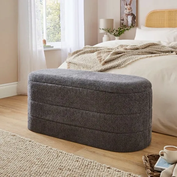 Chenille Lozenge Ottoman with Tray 1