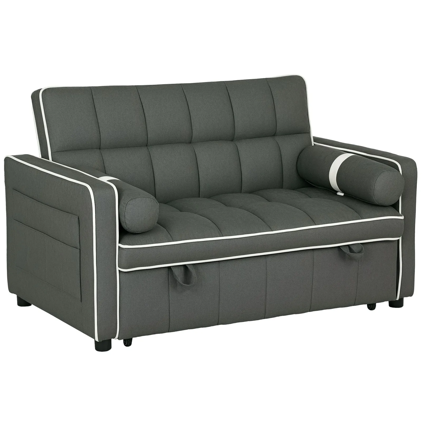 HOMCOM 2 Seater Pull Out Sofa Bed with Adjustable Backrest in Dark Grey 2