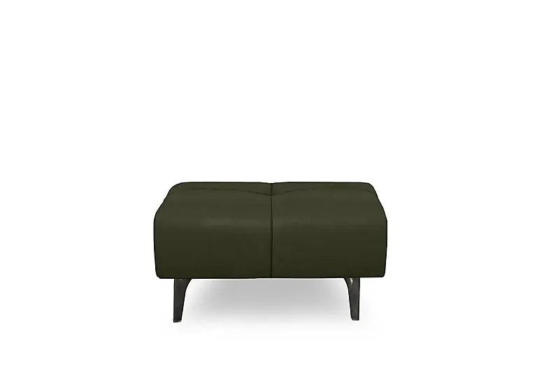 Sienna Leather Large Footstool - Oslo Pine