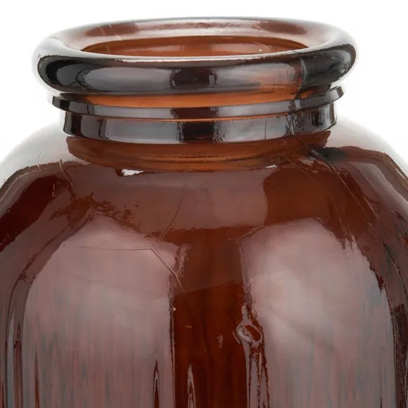Tall Ribbed Recycled Glass Vase 6