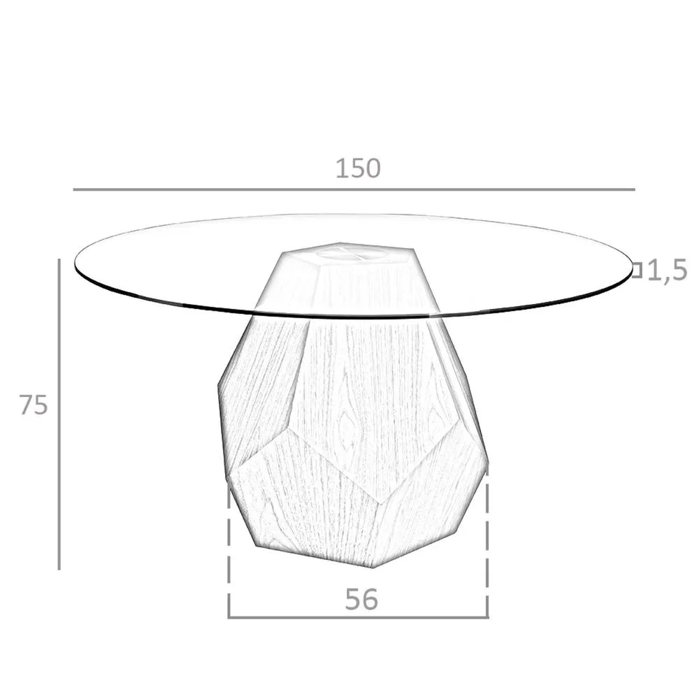 Angel Cerda Round Tempered Glass Dining Table with Walnut Legs in Brown 6