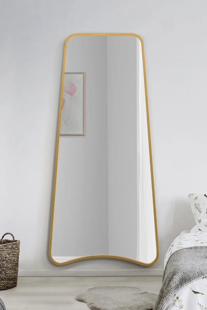 MirrorOutlet Gold Metal Trapezoid Shape Framed Wall Mirror (180CM X 85CM) 2