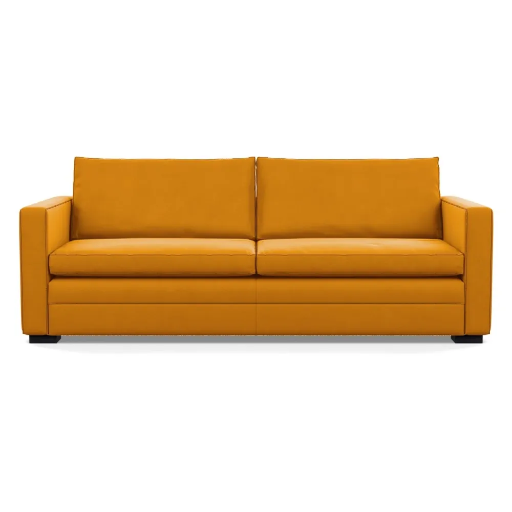 Heal's Palermo 4 Seater Sofa Nobilis Velvet Mustard Black Feet