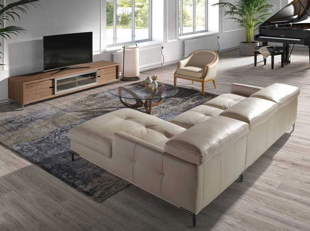 Angel Cerda Walnut Veneer TV Stand with Chromed Stainless Steel in Brown 4