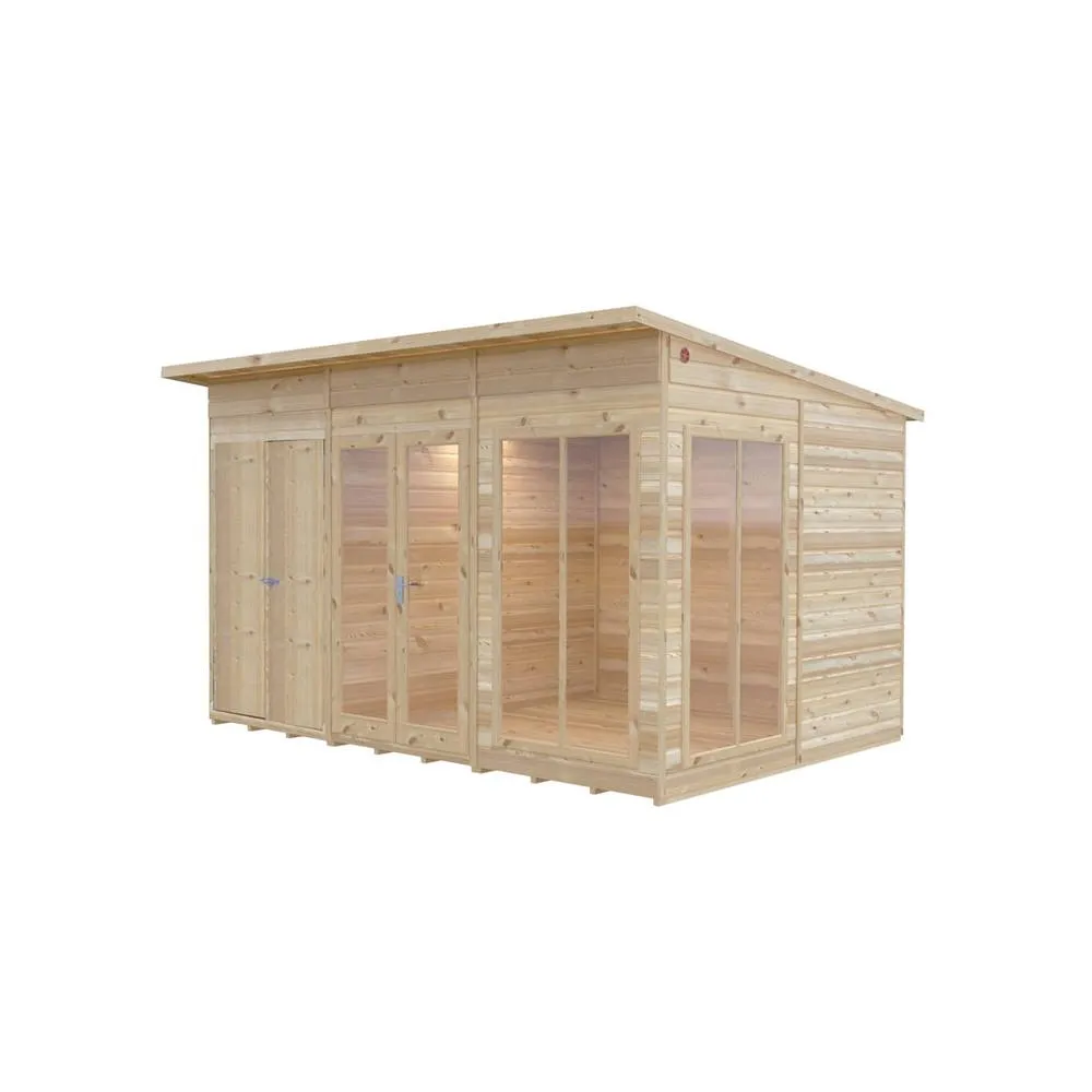 Shires Lela 12 x 8 Summerhouse including Storage - L244.8 x W357 x H227.5 cm in Light Brown 2