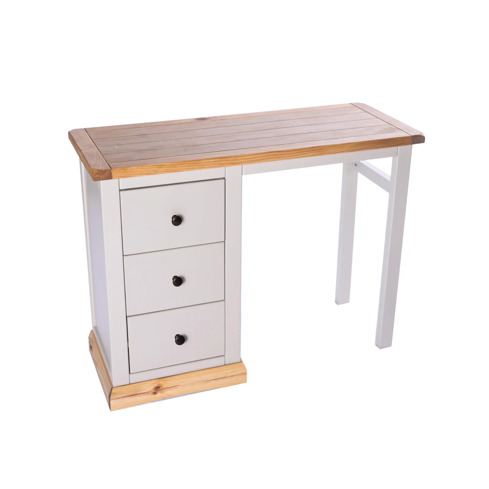 Cabinet Bits Bomporto 3 Drawer Desk - Dressing Table Brass Knob in Light Grey 3