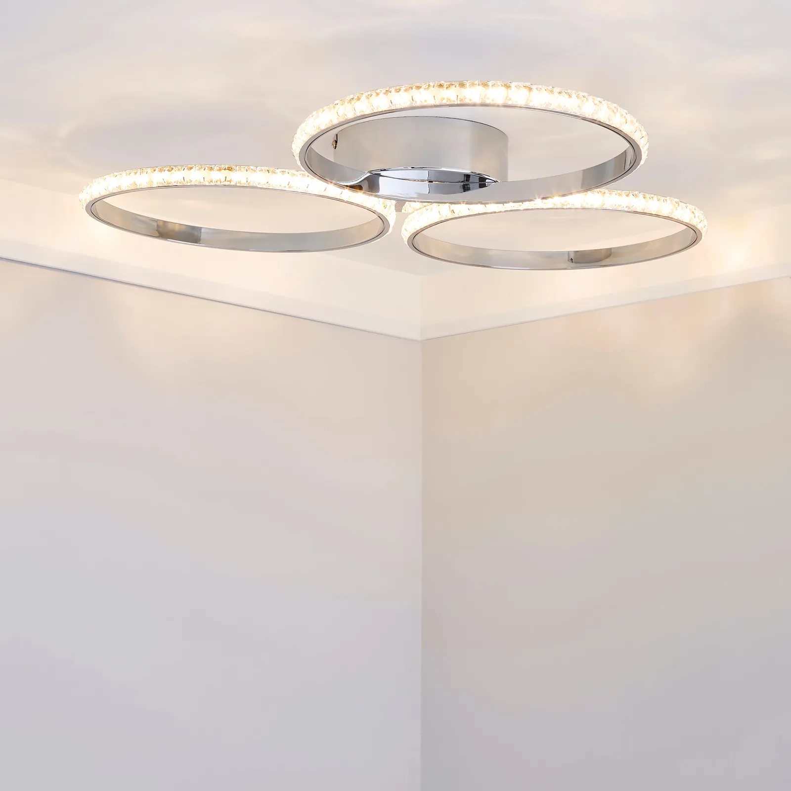 Oraylia 3 Light Integrated LED Hoops Jewel Chrome Ceiling Fitting Chrome