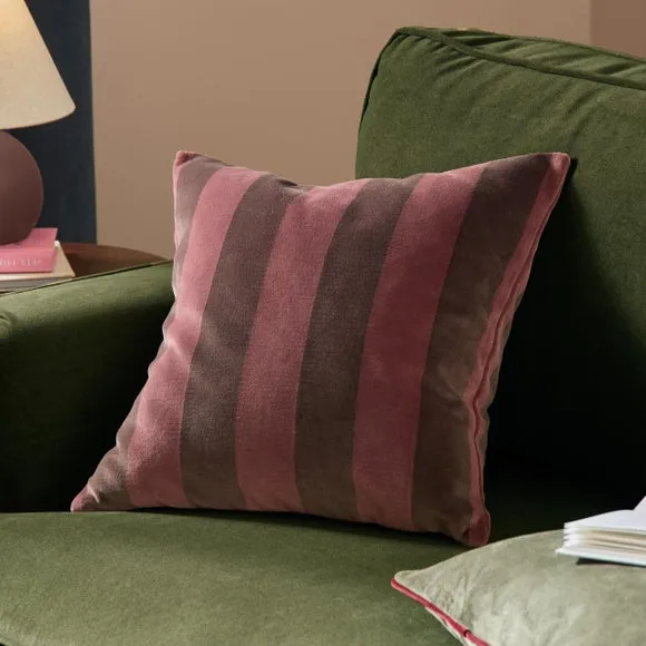 Furn The Ultimate Stripe Jacquard Cushion Red Velvet 45 X 45Cm, Red