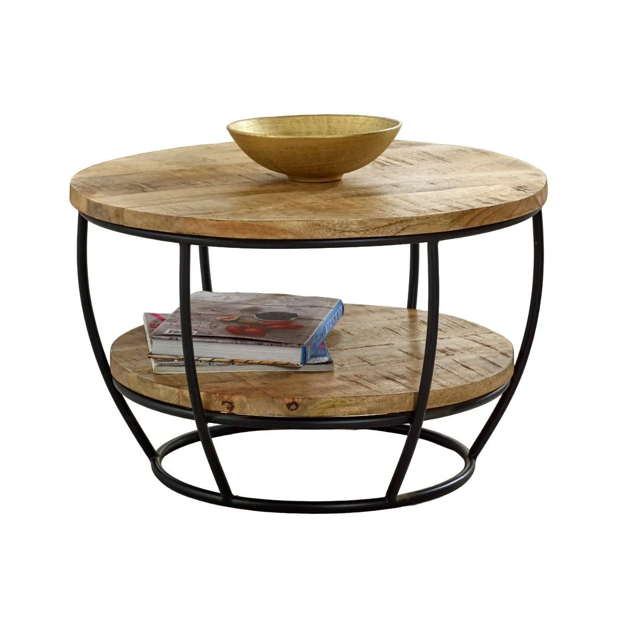 IH Design Bratton Mango Wooden & Metal Coffee Table With Shelf in Brown 4