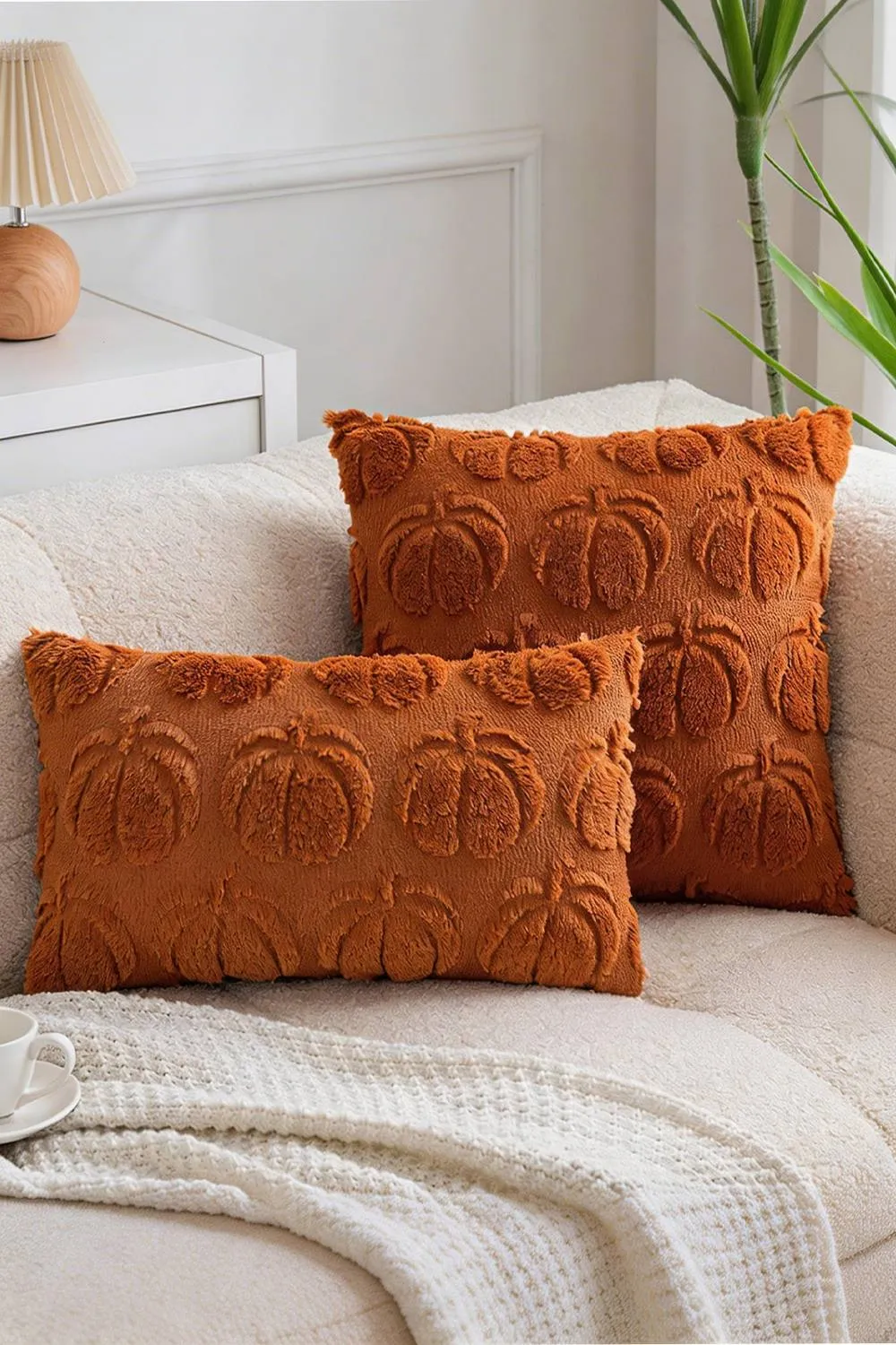 Living and Home Cozy Plush Pumpkin Throw Pillow in Orange