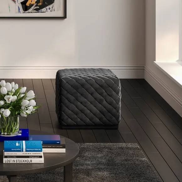 Colline Small Velvet Pouffe 1