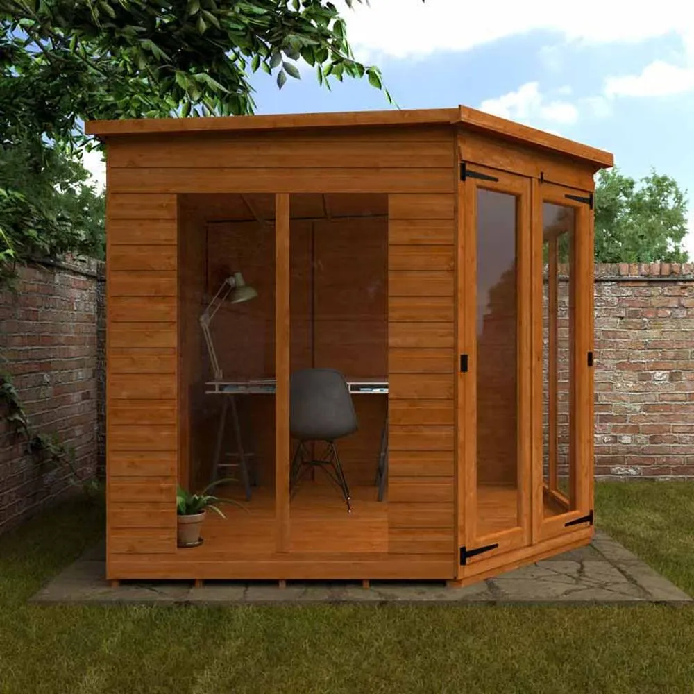 Buttercup Farm 8 x 8 Feet Ful Pane Cornerhouse 12mm Shed - Solid Wood/Softwood/Pine in Burnt Orange 4