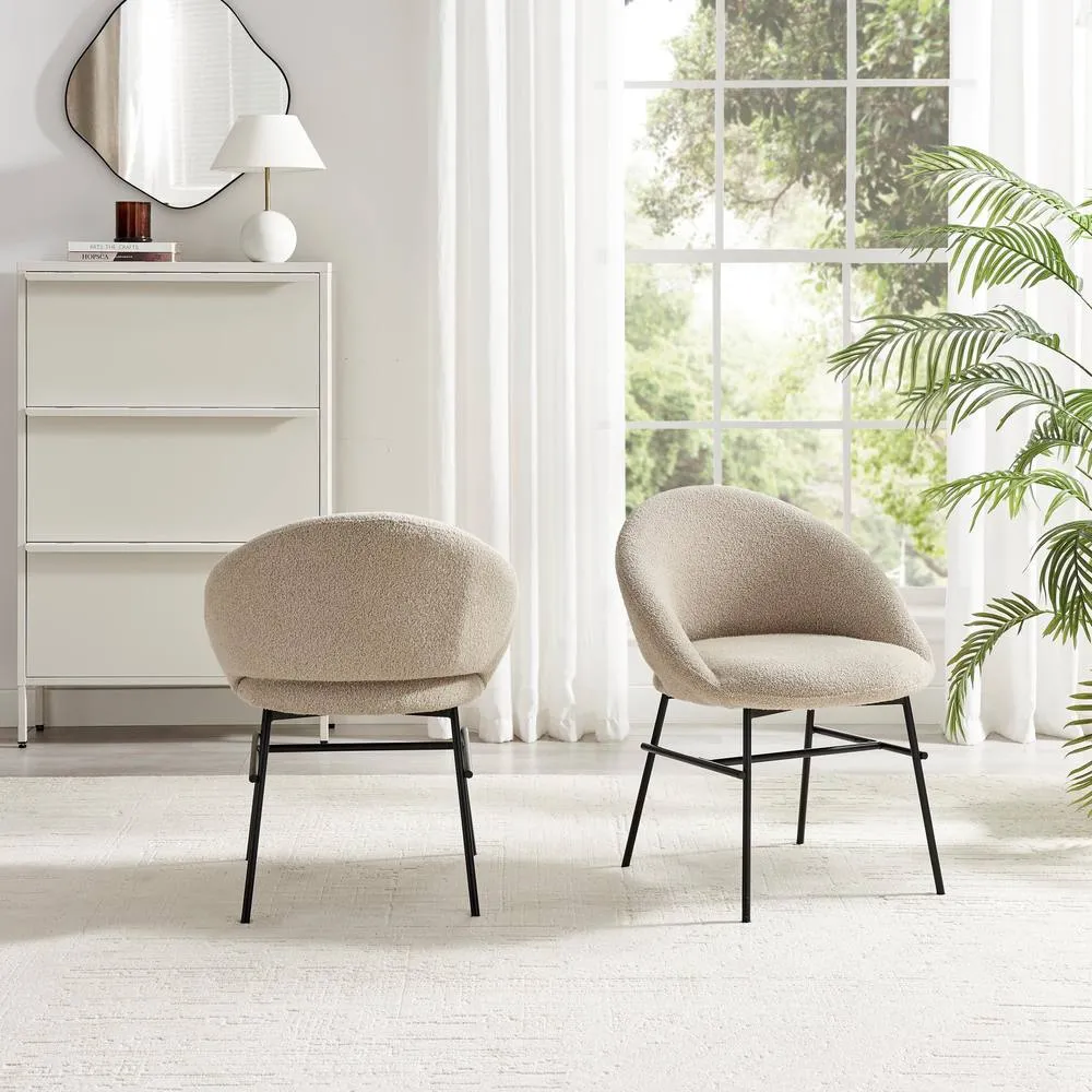 FurnitureboxUK 2x Nella Beige Fabric Dining Chairs 3