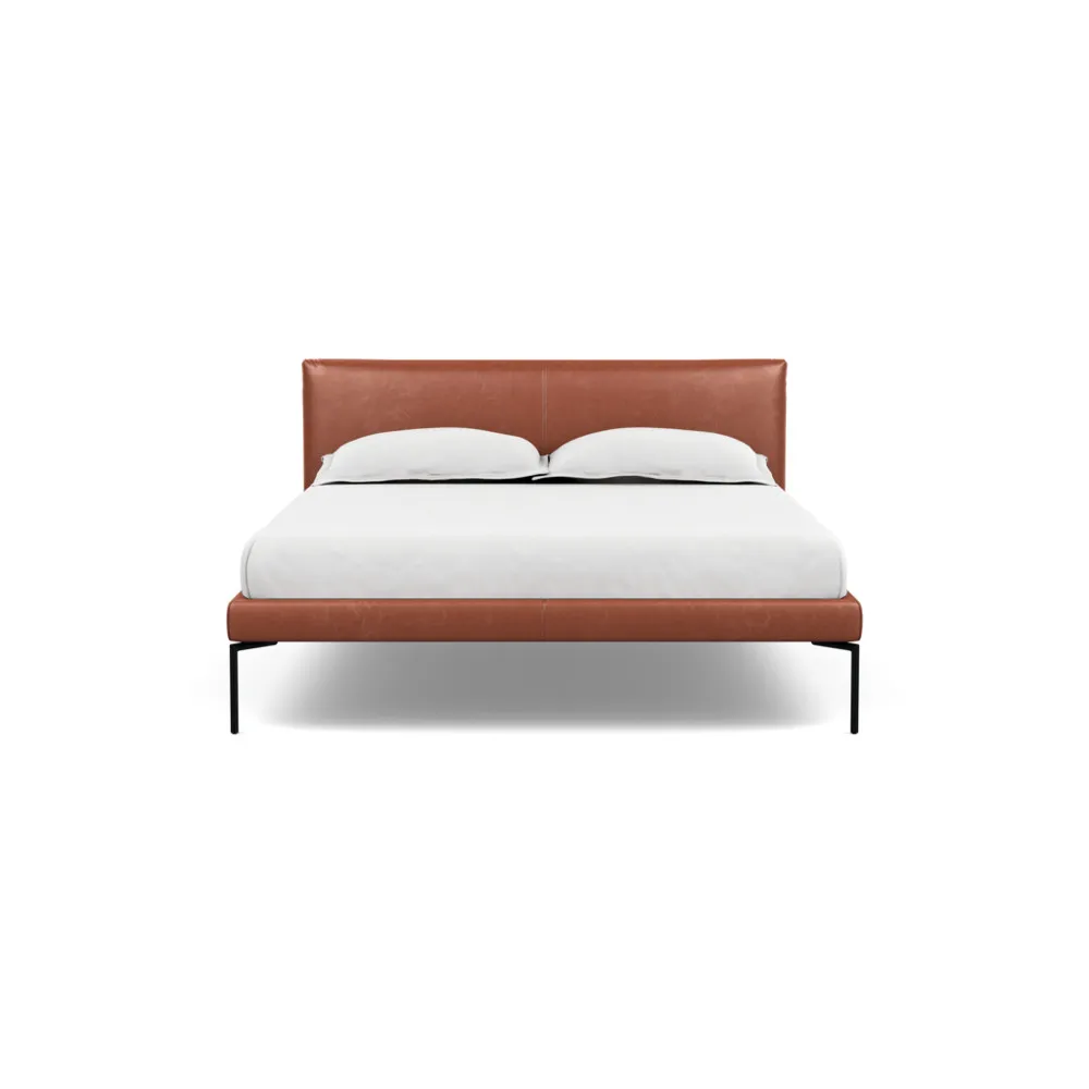 Heal's Matera Bedstead Double Leather Stonewash Light Brown 274 1