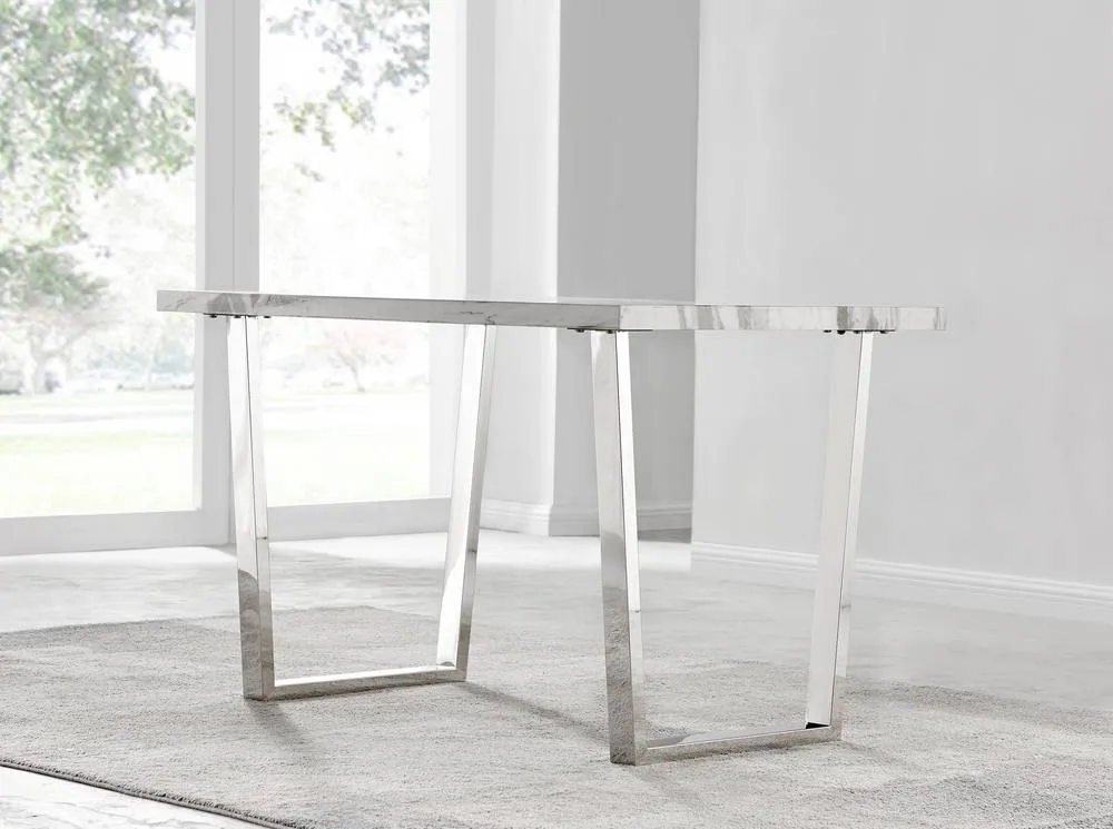 FurnitureboxUK Kylo White Marble Effect Table & 4 Grey Belgravia Black Leg Chairs 3