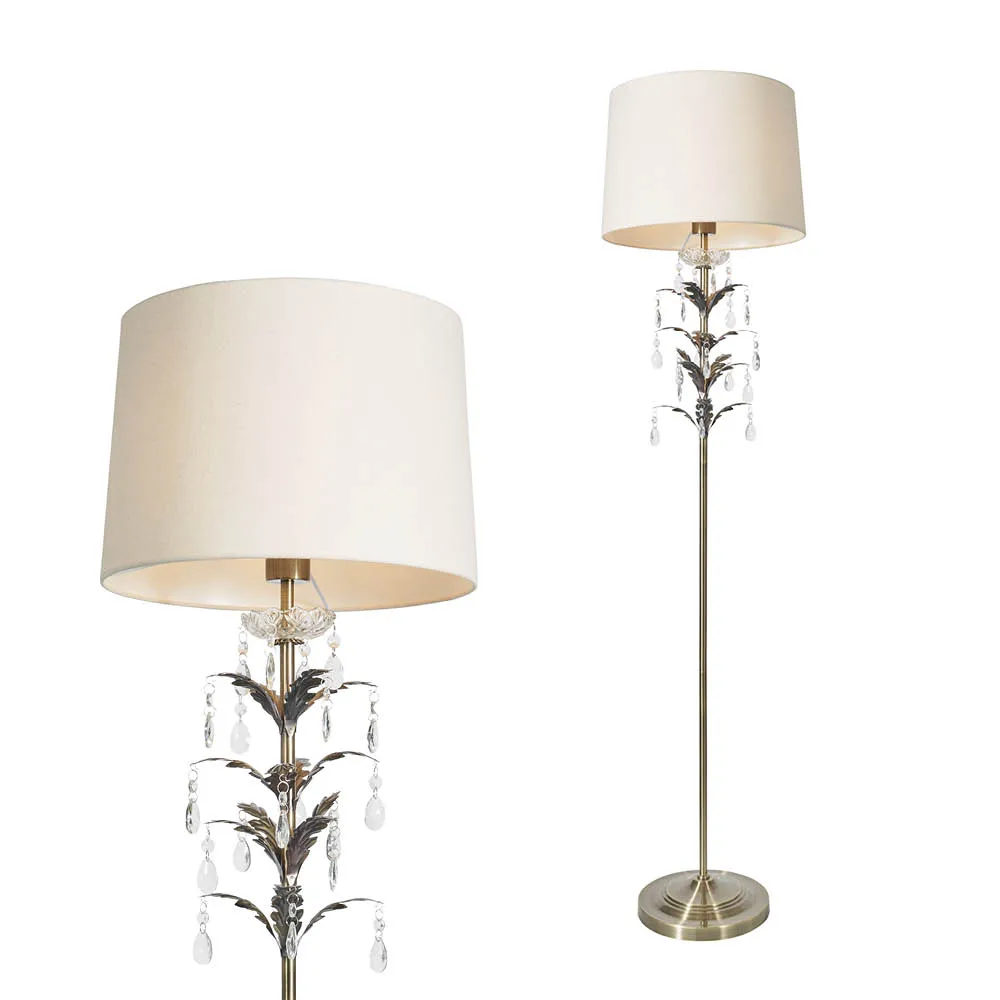 Paisley Floor Lamp, Antique Brass 1