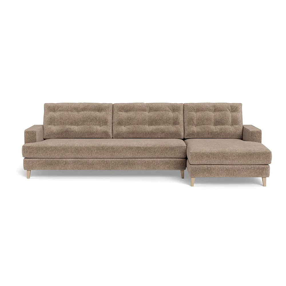 Heal's Mistral Right Hand Facing Corner Sofa Boucle Velvet Rocky Natural Beech Feet 2