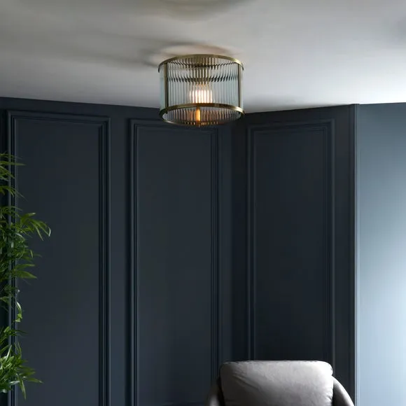 Vogue Hadley Ribbed Gold Flush Ceiling Light 6