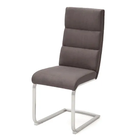 Hiulia Leather Cantilever Dining Chair In Brown