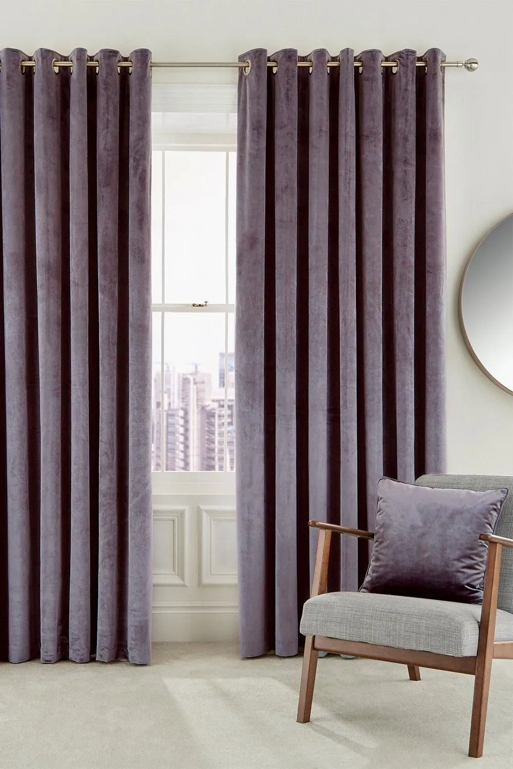 Helena Springfield 'Escala' Woven Lined Curtains in Lavender 1