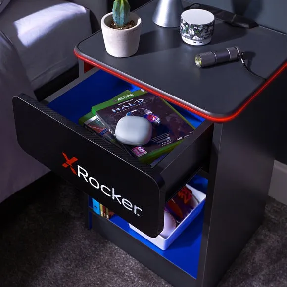 X Rocker Carbon Tek Bedside Table with Wireless Charging and Neo Fibre LED 4