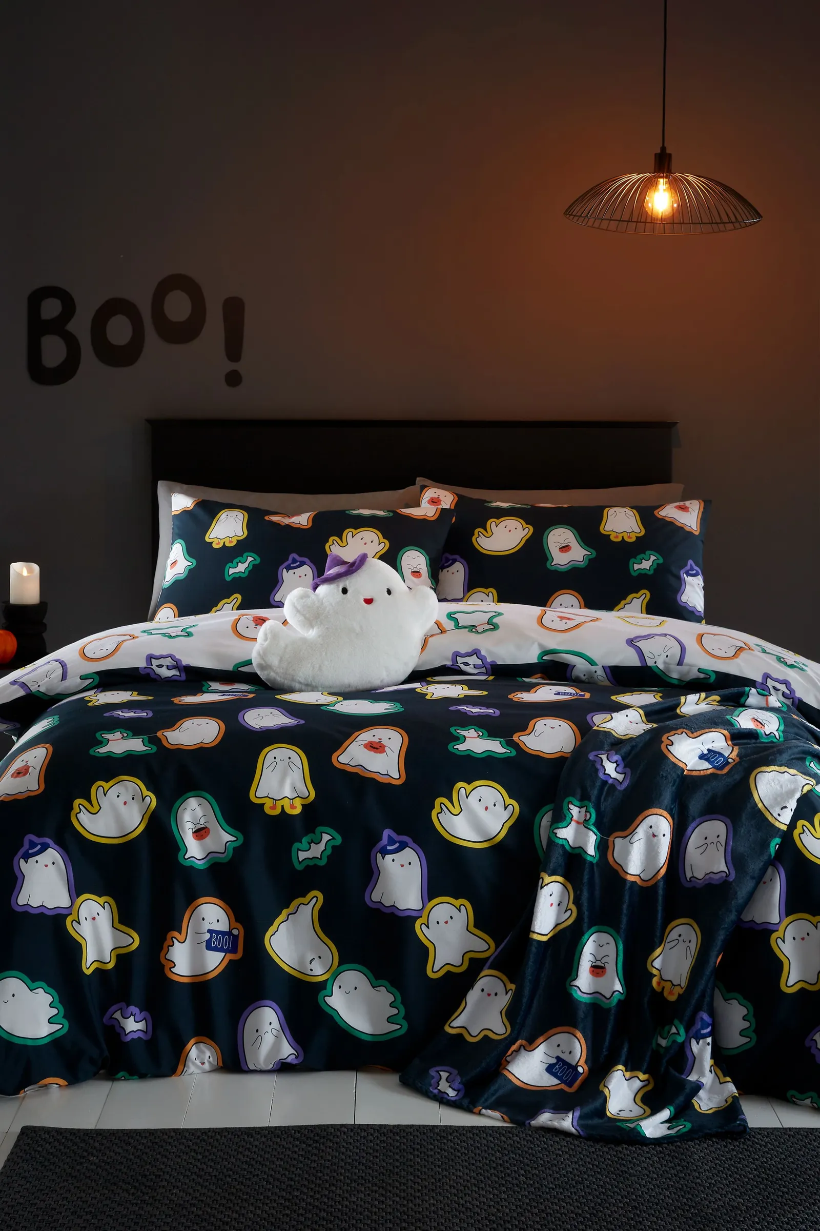 Catherine Lansfield 'Halloween Ghosts' 3D Shaped Cushion in White 2