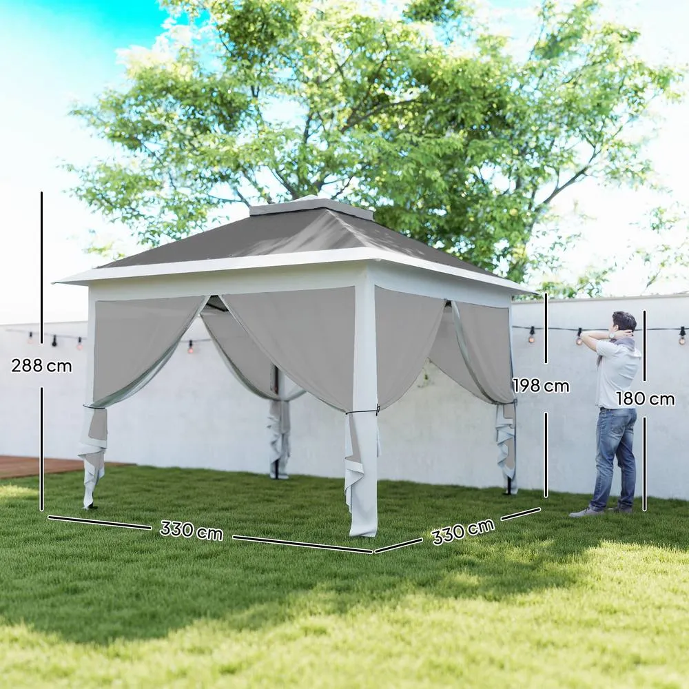 OUTSUNNY Pop Up Gazebo Height Adjustable Canopy Tent w/ Carrying Bag in Dark Grey 3