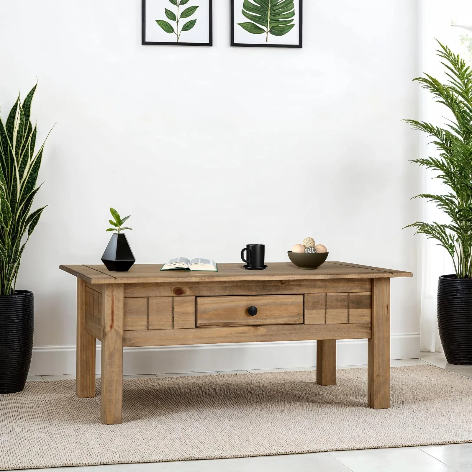Seconique Panama 1 Drawer Coffee Table in Natural