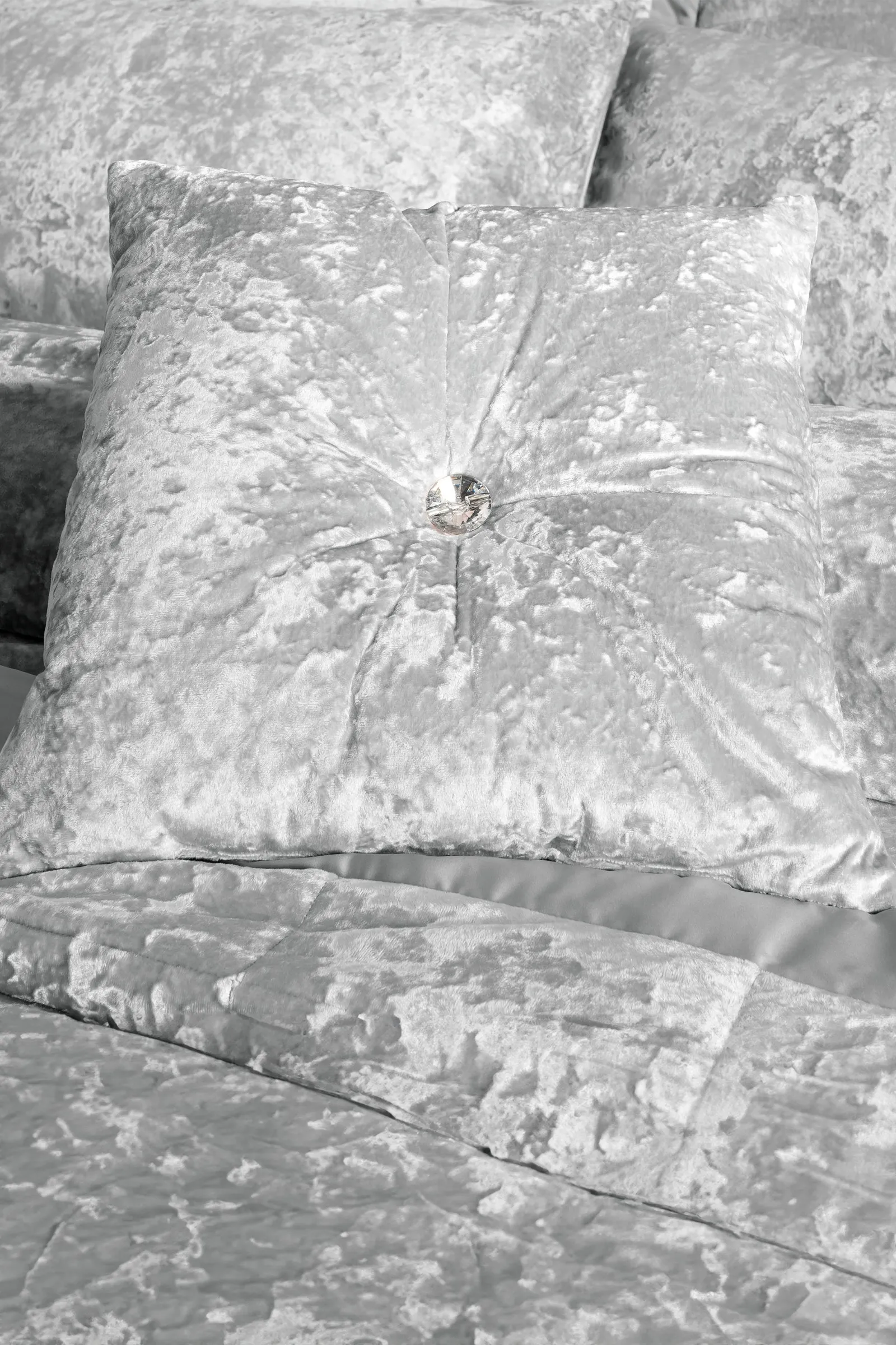Catherine Lansfield Crushed Velvet Cushion in Silver 1