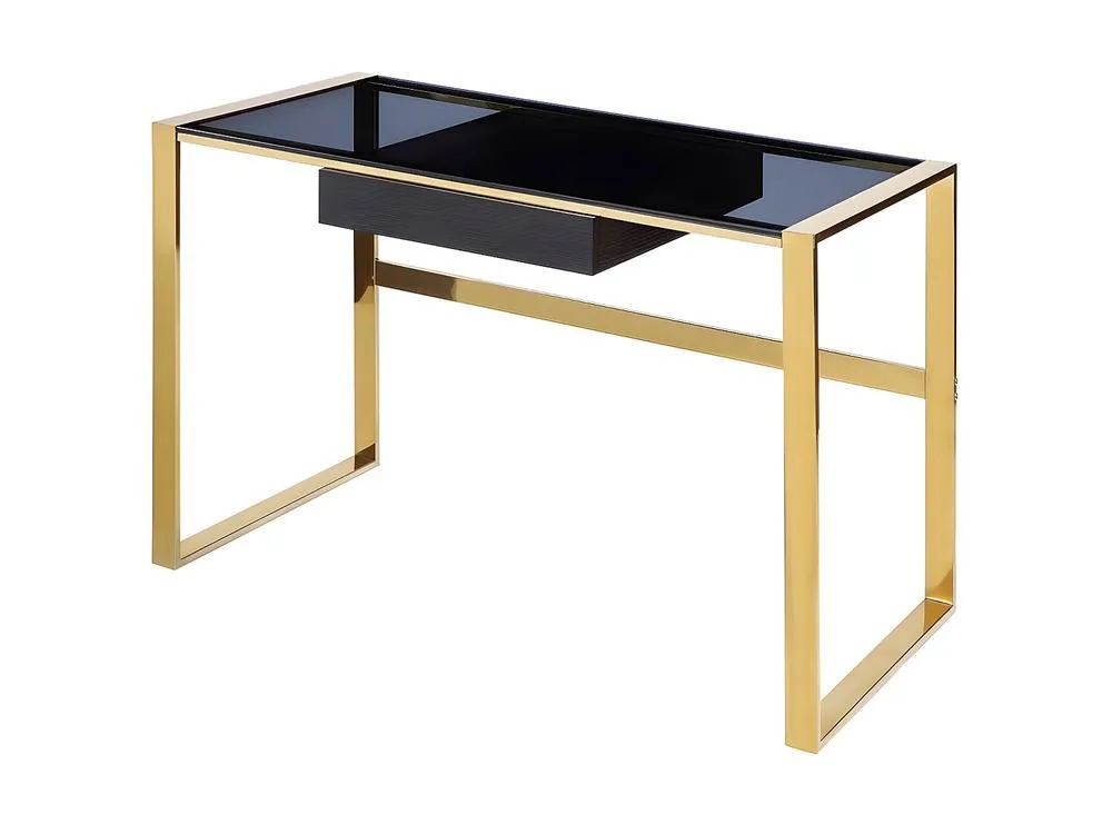 Vente-unique Desk With 1 Drawer - Toughened Glass & Steel - Black & Gold - SALI 4