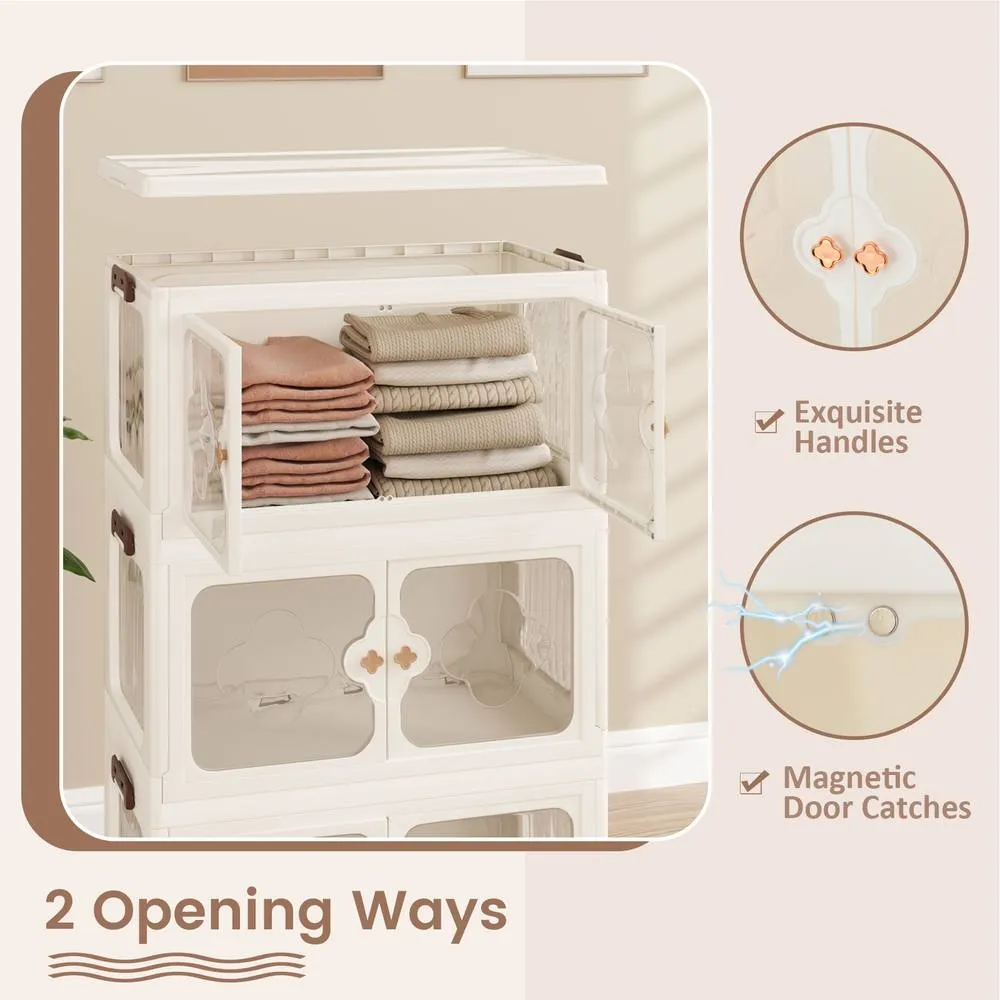 Costway 159L Storage Bins Stackable Storage Containers with Lid & Wheels-White in White 3