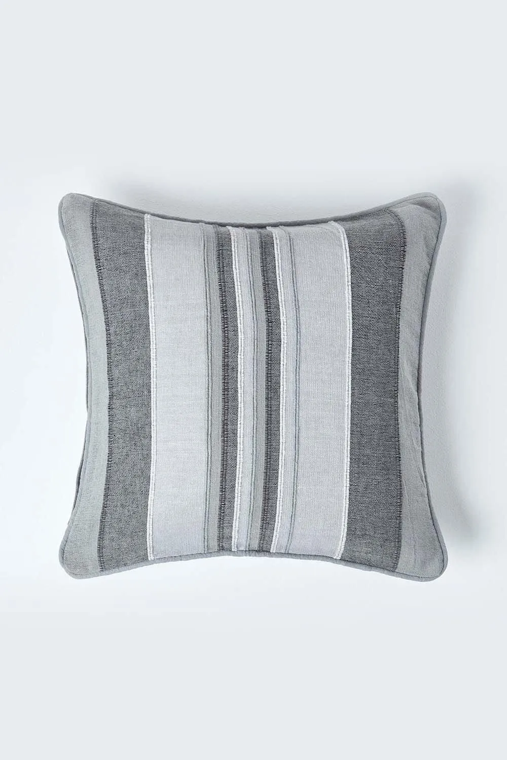 Homescapes Cotton Striped Morocco Cushion Cover in Grey 1