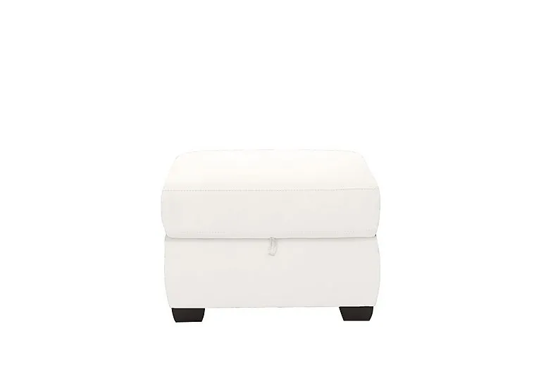 Optimus Leather Storage Footstool - BV Star White