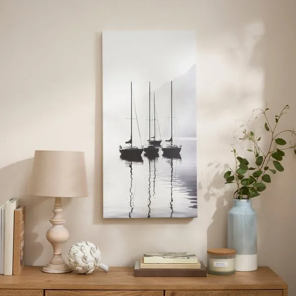 Monochrome Boats Canvas