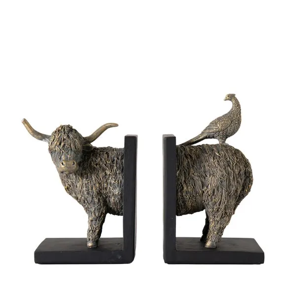 Cedar & Sage Set of 2 Highland Cow Bookends