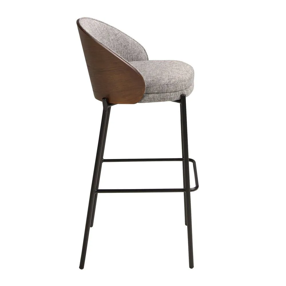 Angel Cerda Grey Fabric & Walnut Dining Stool, 53x51x98 cm 6