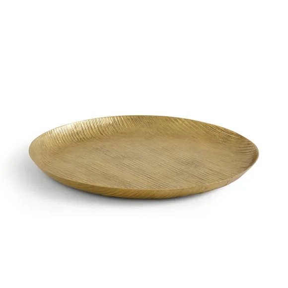 Gold Textured Aluminium Round Tray 3