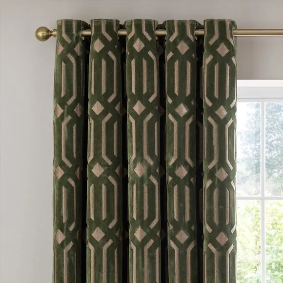 Luxe Deco Cut Velvet Eyelet Curtains