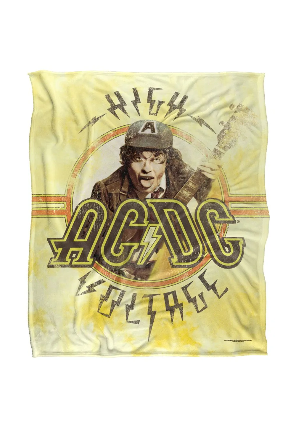 AC/DC ACDC High Voltage Tie Dye Silky Touch Super Soft Throw Blanket 152 X 127 cm in White