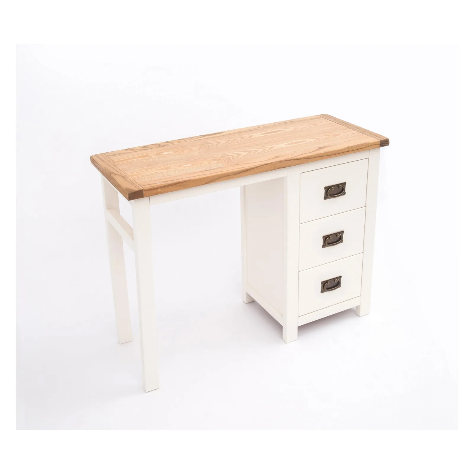 Cabinet Bits Lovere 3 Drawer Desk - Dressing Table Brass Drop Handle in Off-White 3