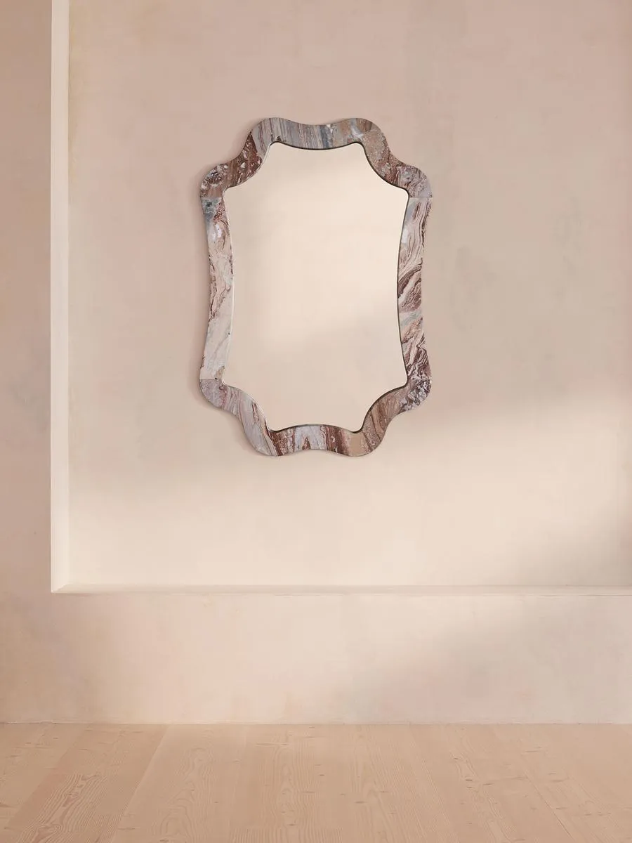 Hollis Wall Mirror, Arabescato Orobico Rosso Marble